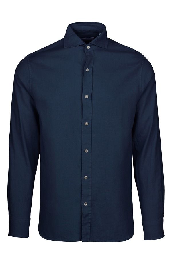 スウィムス メンズ トップス シャツ コットン リネン Swimsantorini Stretch Linen Cotton ButtonUp Shirt Navy ネイビー