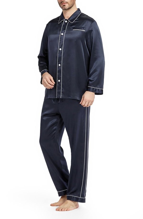 リリーシルク レディース アンダーウェア ナイトウェア Lilysilk Womens Unique Silk Pajamaset Navy Blue ネイビー