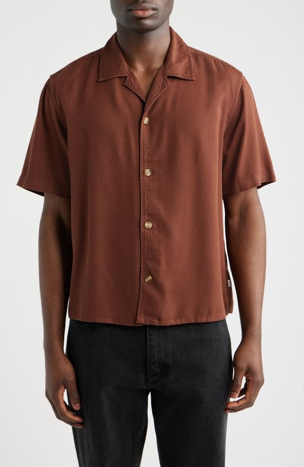 ワックスロンドン メンズ トップス シャツ Wax London Curzon Solid Twill Camp Shirt Brown ブラウン