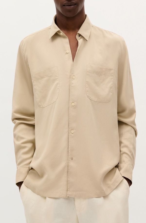 スカルパーズ メンズ トップス シャツ Scalpers Icon Delta Tencel Shirt Beige ベージュ