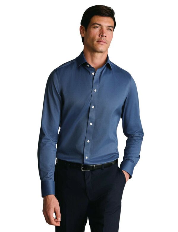 チャールズティリット メンズ トップス シャツ Charles Tyrwhitt NonIron Twill Cutaway Collar Shirt Denim Blue デニム