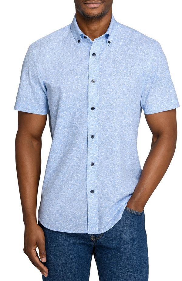 コンストラクト メンズ トップス シャツ スリムフィット フラワー柄 フラワー CONSTRUCT Slim Fit Sketched Floral Woven Short Sleeve Basic