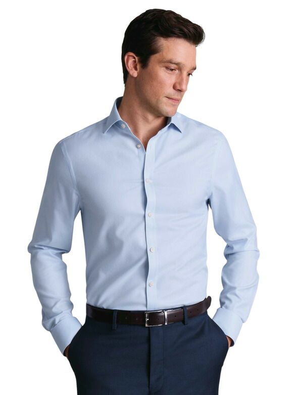 チャールズティリット メンズ トップス シャツ Charles Tyrwhitt NonIron Twill Cutaway Collar Shirt Ice Blue ブルー