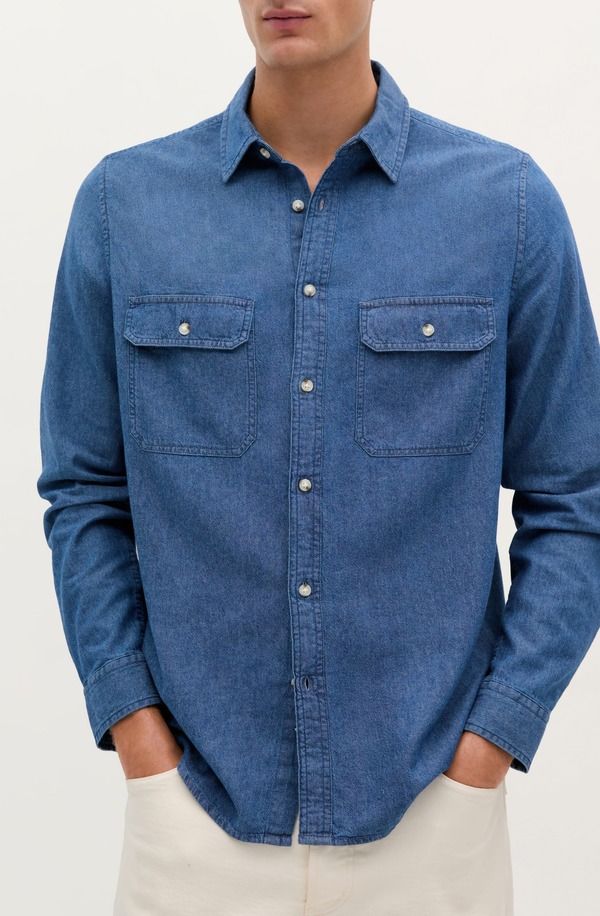 スカルパーズ メンズ トップス シャツ デニム Scalpers Coastal Denim Pocketshirt Blue Denim デニム