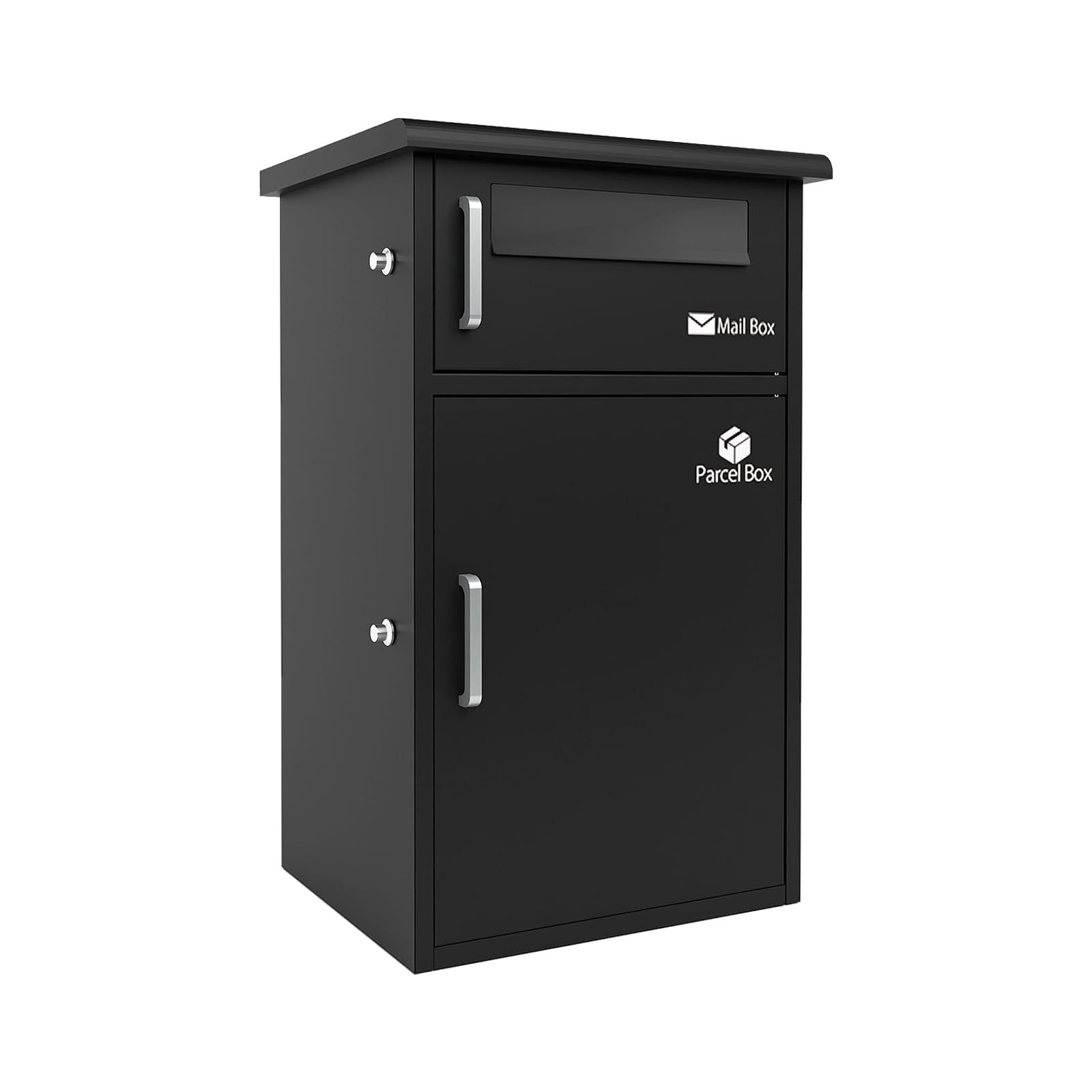 宅配ボックス 宅配BOX ポスト一体型 屋外 防水 大容量 置き配ボックス 戸建て用 個人宅用 収納ボックス 郵便受け 盗難防止 (ブラック／１段式)Ju