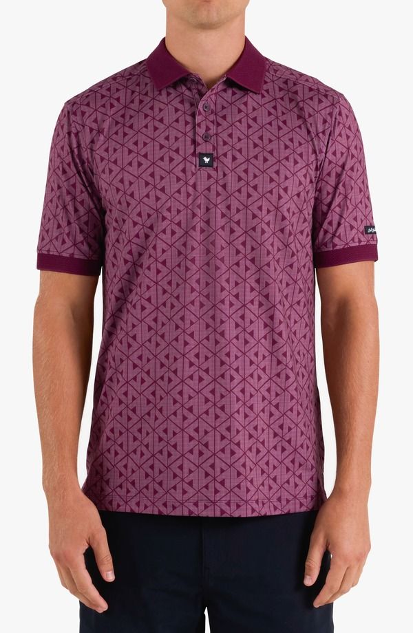 バッドバーディー メンズ トップス シャツ Bad Birdie Ridgeo Pattern Performance Golf Polo Nightcap Fig