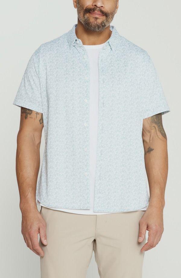 セブンダイヤモンド メンズ トップス シャツ プリント 7 Diamonds The Wes Abstract Leaf Print Short Sleeve Stretch ButtonUp Shi 21,226円
