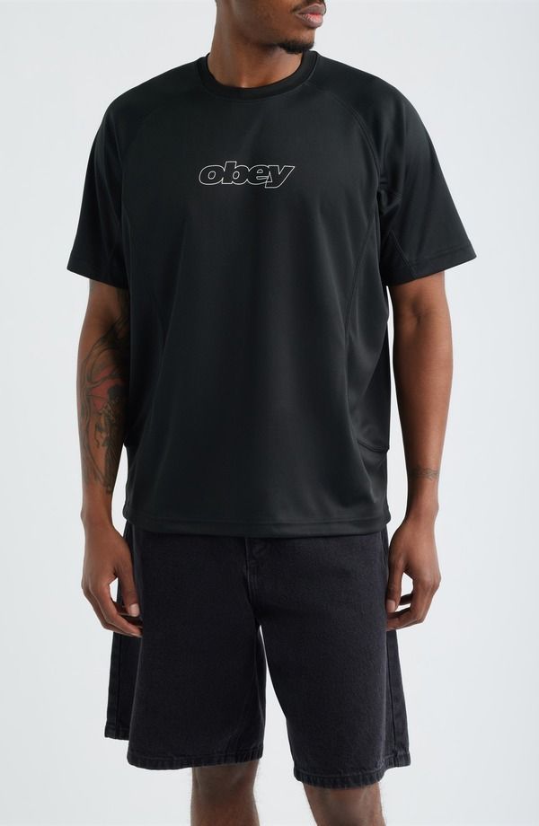 オベイ メンズ トップス シャツ Obey Runner Active Top Black ブラック