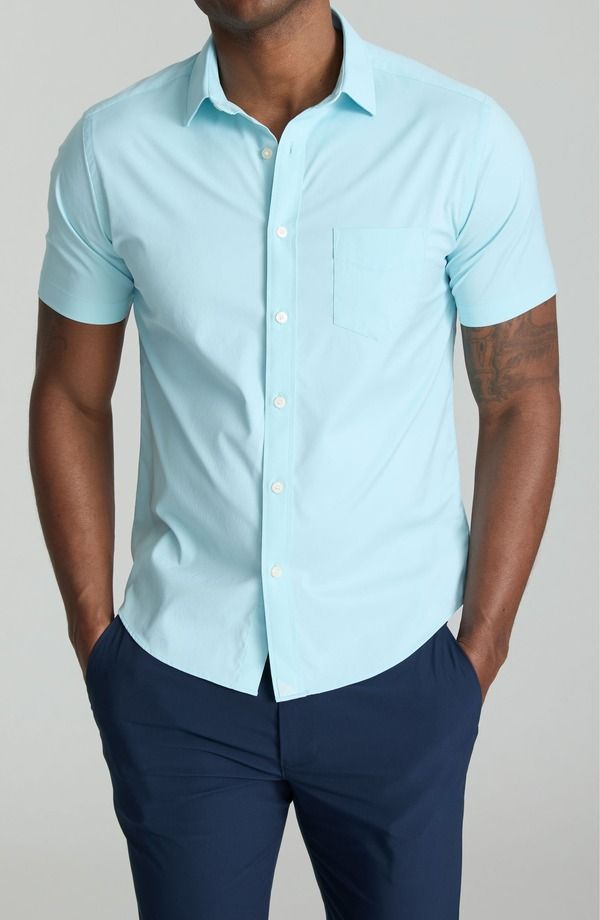 アンタックイット メンズ トップス シャツ UNTUCKit Gironde Short Sleeve Performance ButtonUp Shirt Sea Blue ブルー