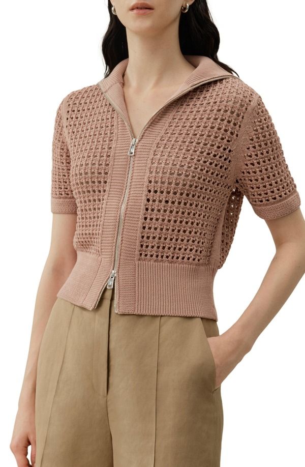 リリーシルク レディース アウター パーカー・スウェット カーディガン ニット Lilysilk Womens Toscana Pointelle Knit DoubleZip Cardigan Wa