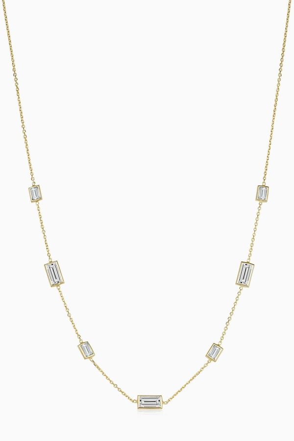 オラディナ レディース アクセサリー ネックレス・チョーカー レース Oradina 14K Gold Fresco Stationecklace White Zirconiand Topaz ホワイ