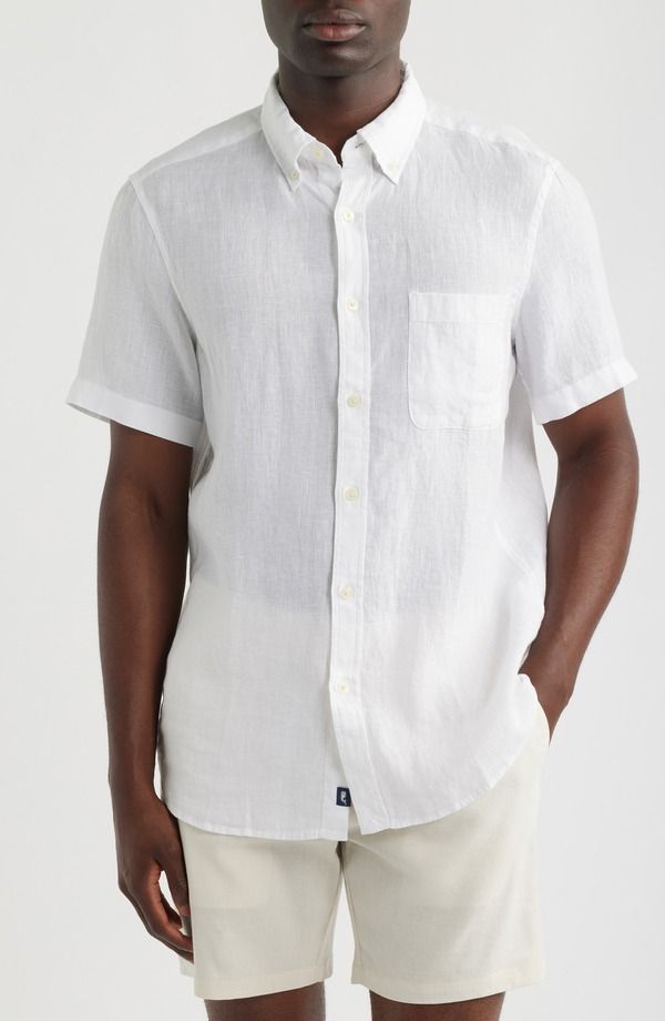 ヴァインヤードヴァインズ メンズ トップス シャツ ダウン リネン vineyard vinesurfside Solid Short Sleeve Linen ButtonDown Shirt Li