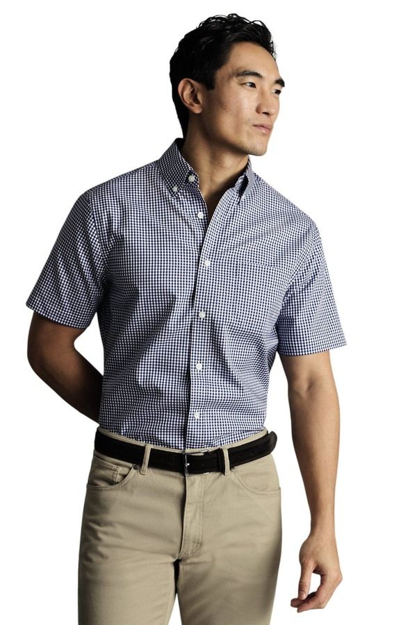 チャールズティリット メンズ トップス シャツ Charles Tyrwhitt NonIron Stretcheck Short Sleeve Shirt Royal Blue ブルー
