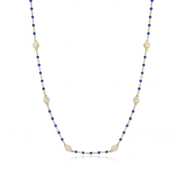 ザラブリー ファインジュエリー レディース アクセサリー ネックレス・チョーカー レース The Lovery Fine Jewelry Dark Blue Bead CZ Chainecklace