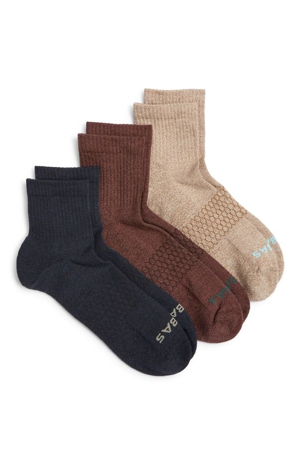 ボンバス メンズ アンダーウェア 靴下 Bombassorted 3Pack Marl Quarter Crew Socks Black Sage Mix ブラック