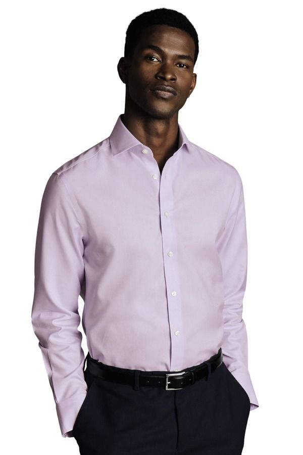 チャールズティリット メンズ トップス シャツ スリムフィット Charles Tyrwhitt NonIron Twill Cutaway Slim Fit Shirt Single Cuff Li