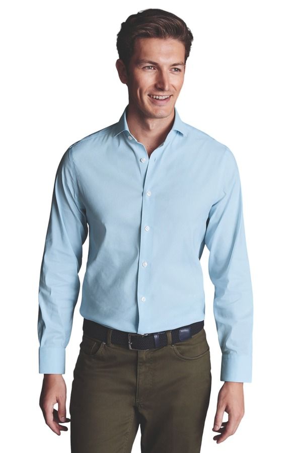 チャールズティリット メンズ トップス シャツ スリムフィット Charles Tyrwhitt NonIron Stretch Twill Slim Fit Shirt Single Cuff Sk
