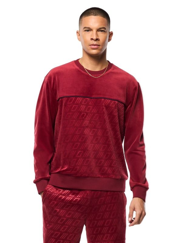 セルジオタッキーニ メンズ アウター パーカー・スウェット クルーネック Sergio Tacchini Bandiera Debossed Velour Crewneck Rhubarb