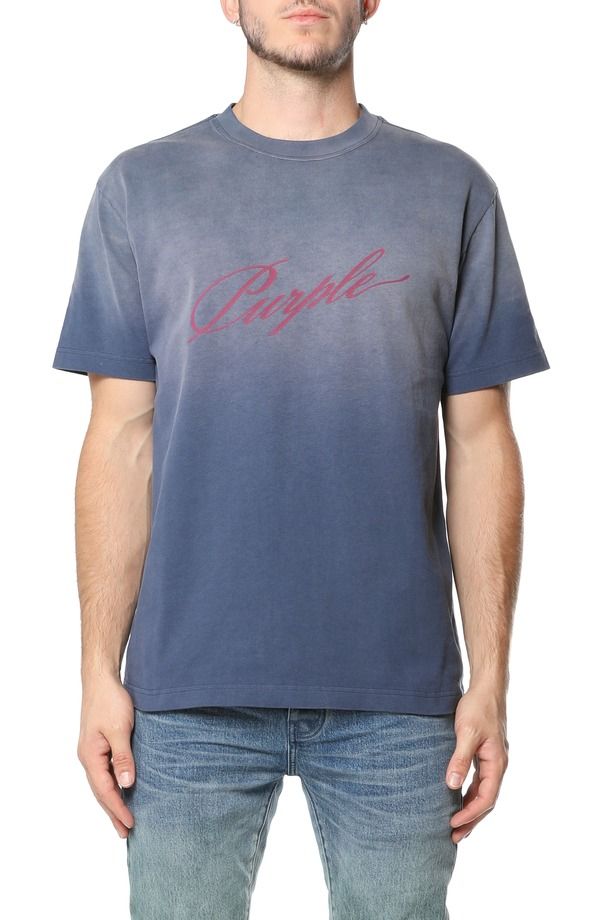 パープルブランド メンズ トップス Tシャツ コットン グラフィック PURPLE BRAND Heavyweight Cotton Graphic TShirt Blue ブルー
