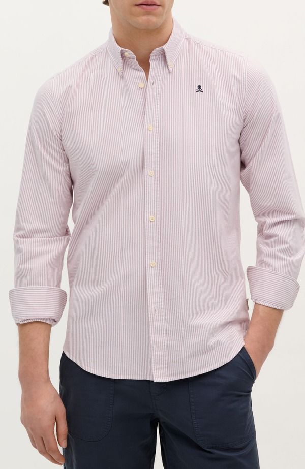 スカルパーズ メンズ トップス シャツ オックスフォード Scalpers New Oxford Bd Shirt Dark Pink ピンク