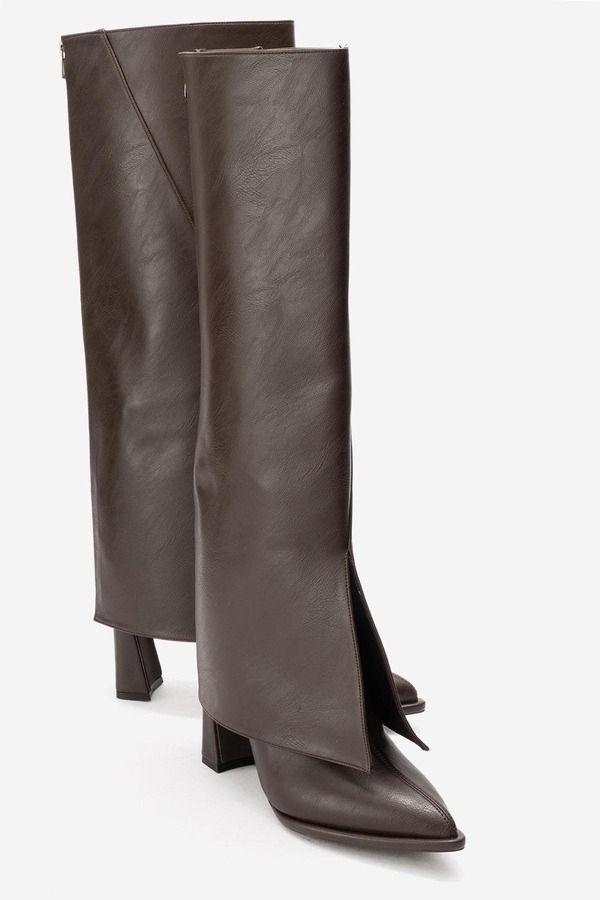 プロローグシューズ レディース ブーツ・レインブーツ ヒール Prologue Shoes Aja Block Heel Convertible Knee High Boot Coffee Faux