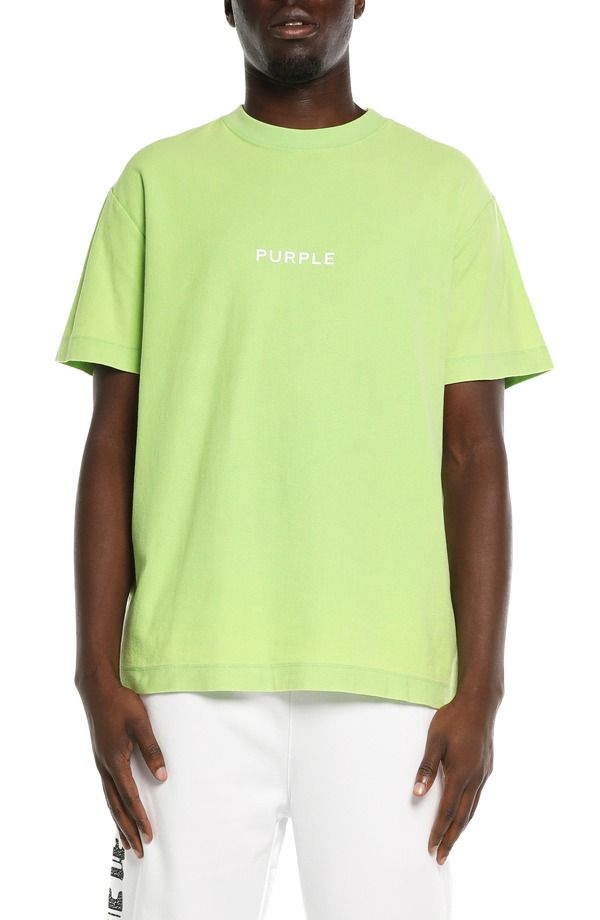 パープルブランド メンズ トップス Tシャツ コットン ジャージー ロゴ グラフィック PURPLE BRAND Cotton Jersey Logo Graphic TShirt Green グリー