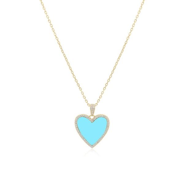ザラブリー ファインジュエリー レディース アクセサリー ネックレス・チョーカー レース The Lovery Fine Jewelry Large Turquoise CZ Halo Heart N