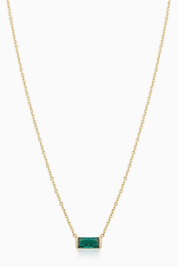 オラディナ レディース アクセサリー ネックレス・チョーカー レース Oradina 14K Gold Fresco Baguette Pendant Necklace GoldGreen グリーン