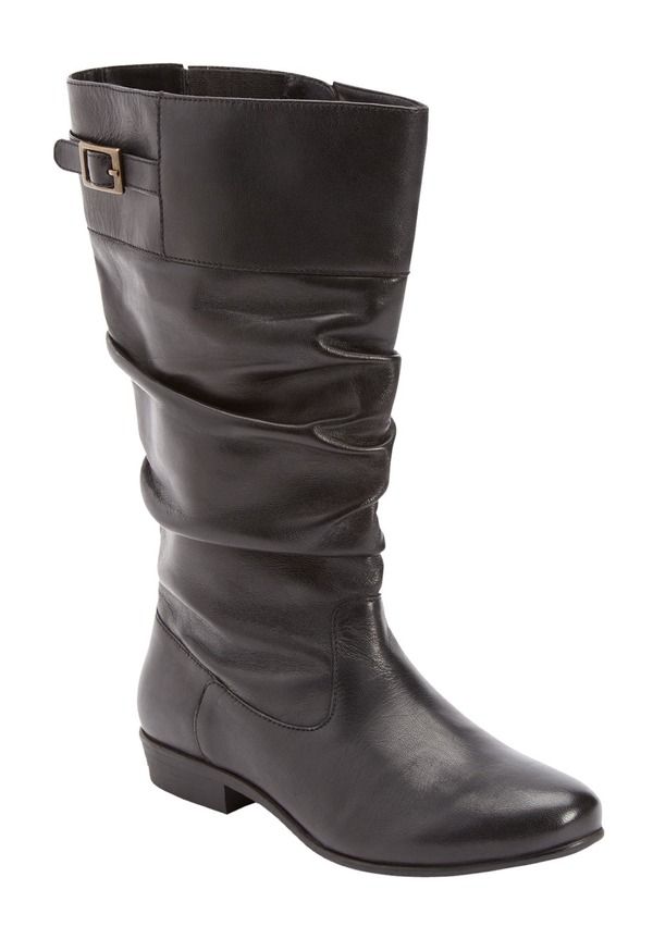 コンフォートビュー レディース シューズ ブーツ・レインブーツ レザー Comfortview The Monica Wide Calf Leather Boot Black ブラック
