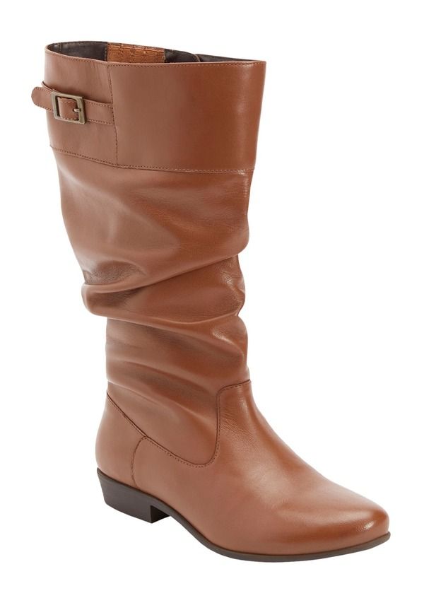 コンフォートビュー レディース シューズ ブーツ・レインブーツ レザー Comfortview The Monica Wide Calf Leather Boot Dark Cognac