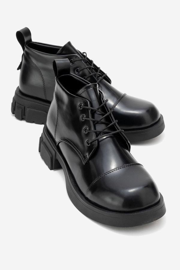 プロローグシューズ レディース ブーツ・レインブーツ Prologue Shoes Lagom Patent Boot Black Matt Faux Leather ブラック