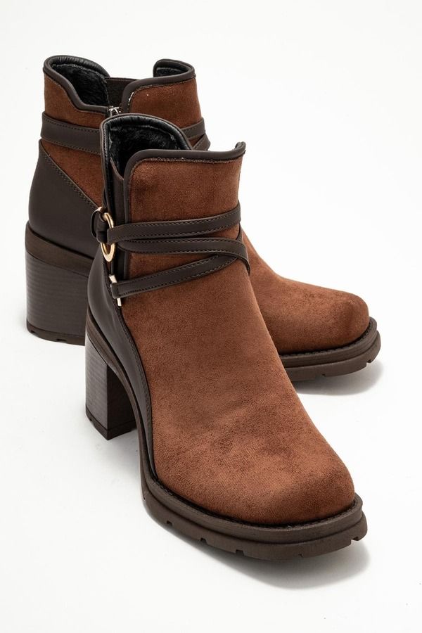 プロローグシューズ レディース ブーツ・レインブーツ アンクル ヒール Prologue Shoes Wern Block Heel Ankle Boot Brown Suede ブラウン