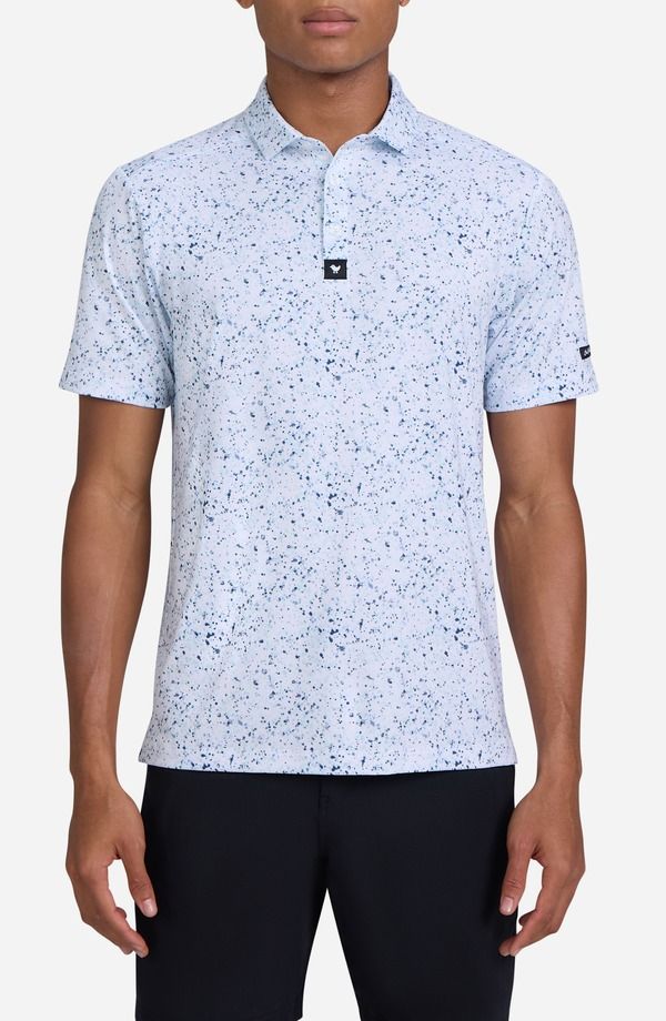 バッドバーディー メンズ トップス ポロシャツ プリント Bad Birdie Core Spatter Print Performance Golf Polo Paint Splatter Navy