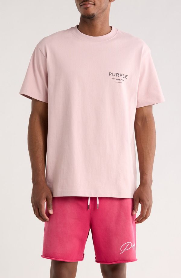パープルブランド メンズ トップス Tシャツ コットン ロゴ グラフィック PURPLE BRAND Logo Cotton Graphic TShirt Pink ピンク