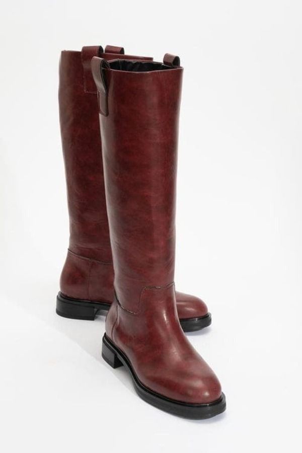 プロローグシューズ レディース ブーツ・レインブーツ Prologue Shoes Alaska Pattern Knee High Boot Burgundy Faux Leather バーガンディ