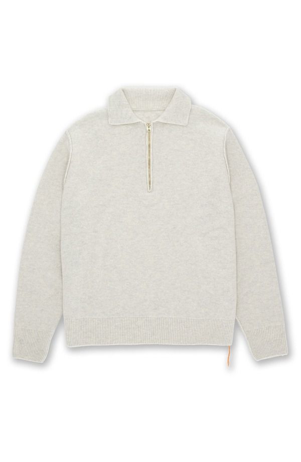 フォルテラ メンズ アウター パーカー・スウェット ウール セーター Fortela Yale Wool Sweater with Collar and Zip Melange Grey グレー