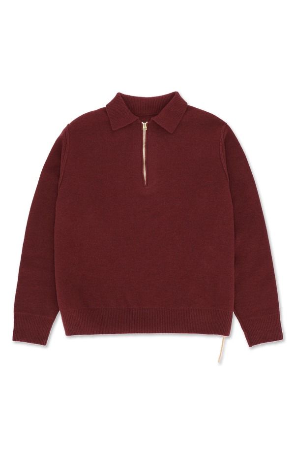 フォルテラ メンズ アウター パーカー・スウェット ウール セーター Fortela Yale Wool Sweater with Collar and Ziplum プラム
