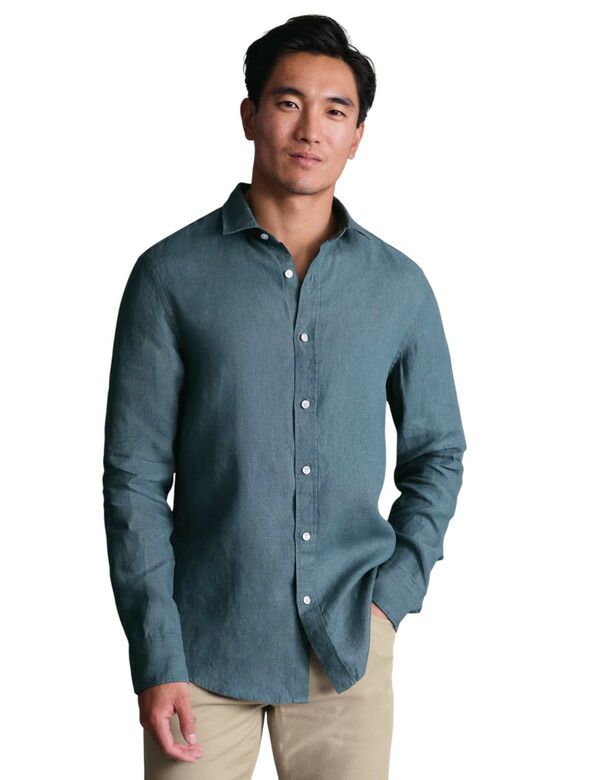 チャールズティリット メンズ トップス シャツ リネン Charles Tyrwhitt Plain Pure Linen Shirt Airforce Blue ブルー