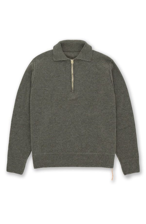 フォルテラ メンズ アウター カーディガン ウール セーター Fortela Yale Wool Sweater with Collar and Zip Army Green グリーン