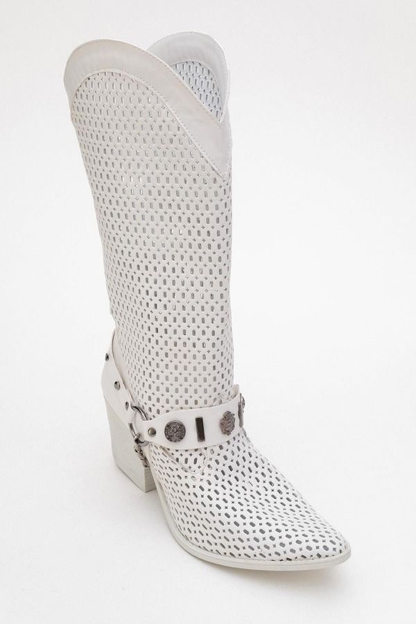 プロローグシューズ レディース ブーツ・レインブーツ ヒール Prologue Shoes Lumen Block Heel Summer Boot White Faux Leather ホワイト