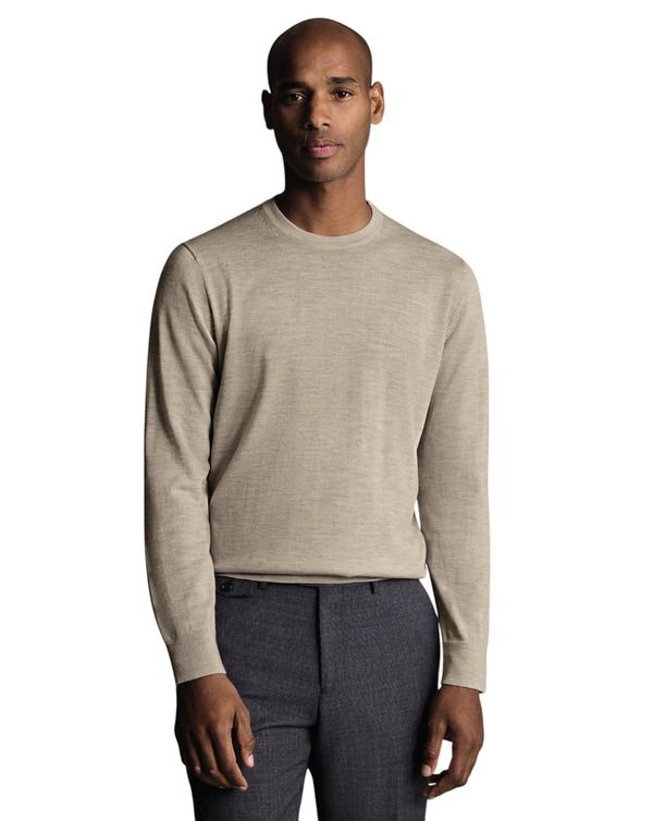 チャールズティリット メンズ アウター パーカー・スウェット クルーネック セーター Charles Tyrwhitt Pure Merino Crew Neck Sweater Limestone