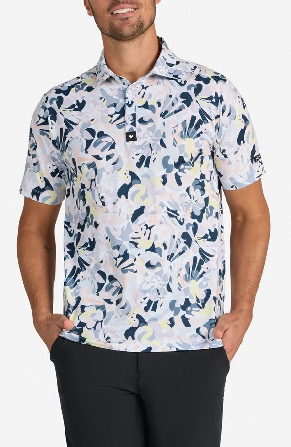 バッドバーディー メンズ トップス ポロシャツ フラワー柄 フラワー Bad Birdie Savannah Swing Abstract Floral Performance Golf Polo S