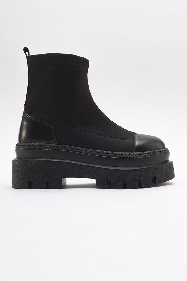 プロローグシューズ レディース ブーツ・レインブーツ スキューバ Prologue Shoes Aves Chunky Scuba Boot Black Scuba Leather ブラック