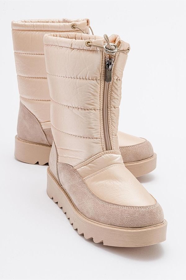 プロローグシューズ レディース ブーツ・レインブーツ Prologue Shoes Vay Zip Snow Boot Beige Faux Leather ベージュ