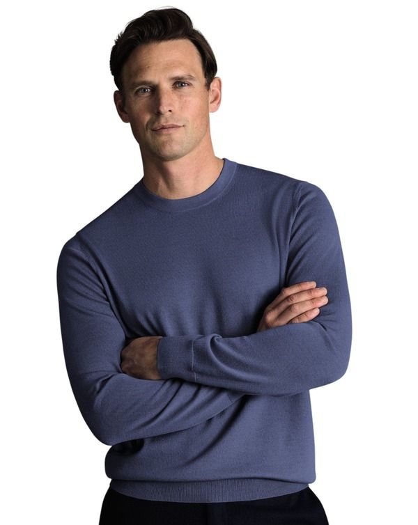 チャールズティリット メンズ アウター パーカー・スウェット クルーネック セーター Charles Tyrwhitt Pure Merino Crew Neck Sweater Steel Blue