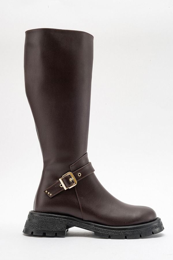 プロローグシューズ レディース ブーツ・レインブーツ Prologue Shoes Covela Knee High Boot Brown Faux Leather ブラウン