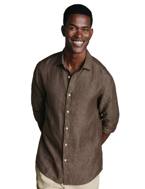 チャールズティリット メンズ トップス シャツ リネン Charles Tyrwhitt Plain Pure Linen Shirt Mocha モカ