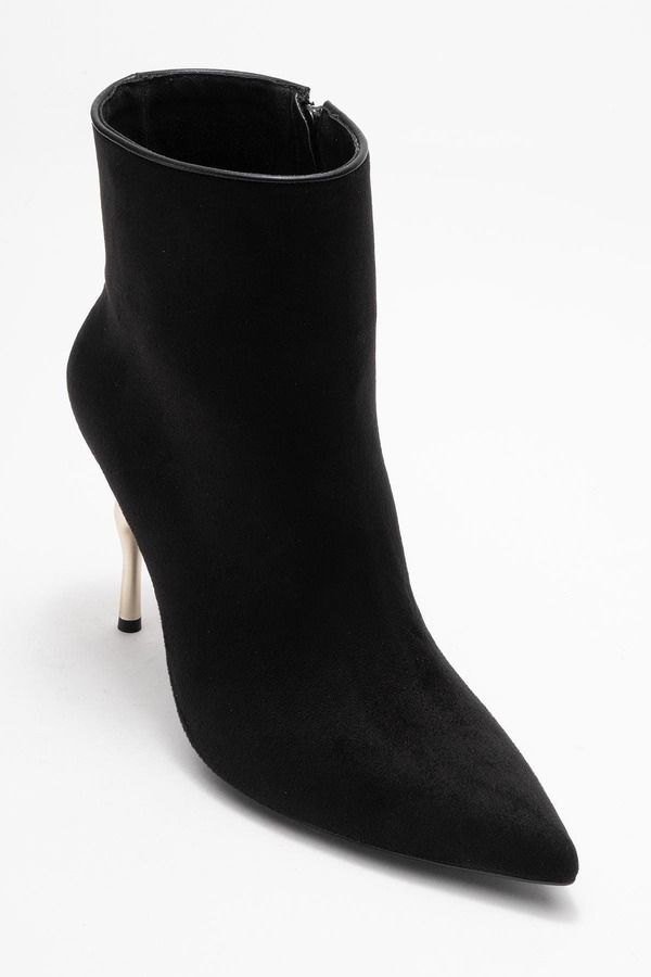 プロローグシューズ レディース ブーツ・レインブーツ Prologue Shoes Crista Pointed Toe Bootie Black Suede Faux Leather ブラック