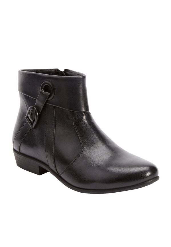 コンフォートビュー レディース シューズ ブーツ・レインブーツ レザー Comfortview The Terri Leather Bootie Black ブラック