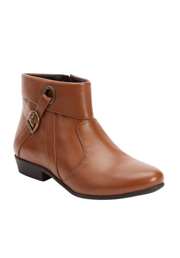 コンフォートビュー レディース シューズ ブーツ・レインブーツ レザー Comfortview The Terri Leather Bootie Dark Cognac